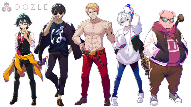 左から　おんりー、ぼんじゅうる、ドズル、おらふくん、おおはらMEN